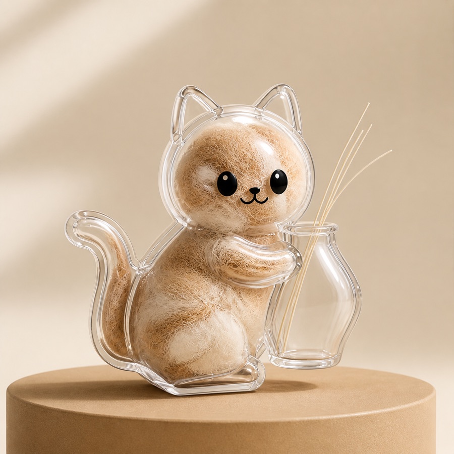 小猫款集毛冰箱贴 · Cat keepsake magnet